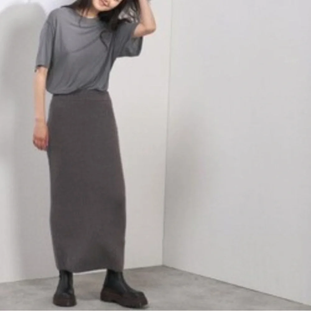 RAEY Aplaca Mohair Silk Rib Knit Sweater pencil skirt